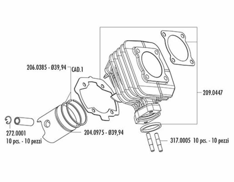 Kit cylindre POLINI - Ø40mm Peugeot - Photo 2/3