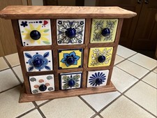 Wooden Ceramic Apothecary 9 Drawer Spice Or J...