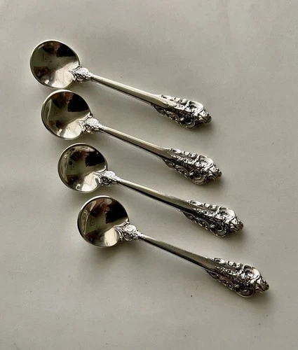 Wallace Grande Baroque Sterling Silver Salt Spoons Set Of Four
