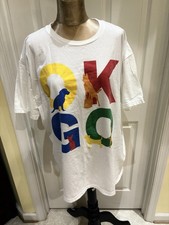 O K GO BAND T SHIRT WITH DOGS GRAPHICS BAY ISLAND BRAND BOLD COLORS 2X UNISEX