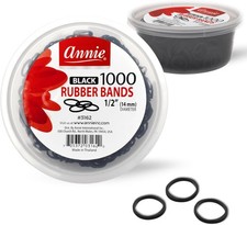 ANNIE 1000 RUBBER BANDS 1/2" BLACK Black