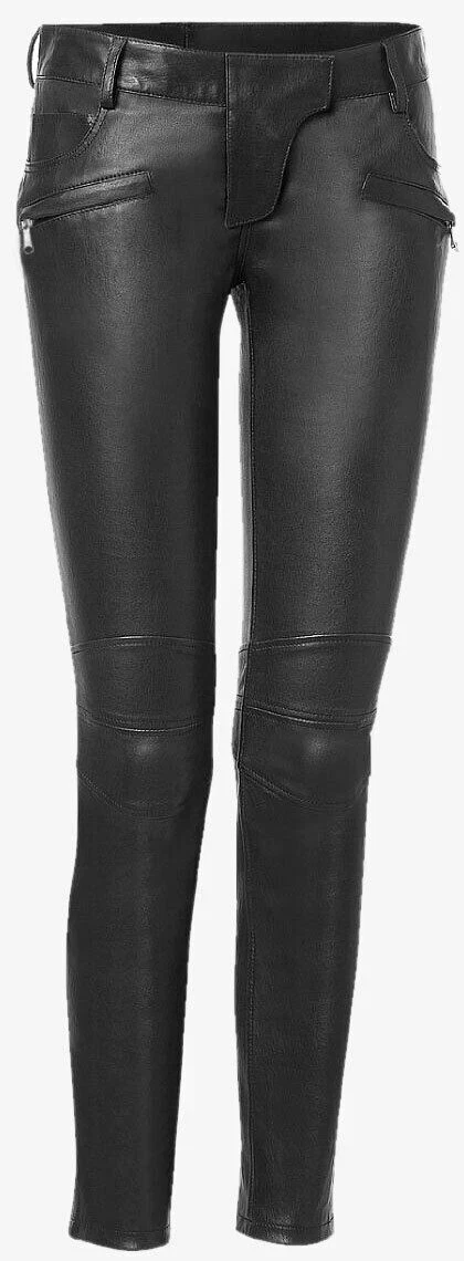 Women's black leather trousers with lambskin lining, Size 10