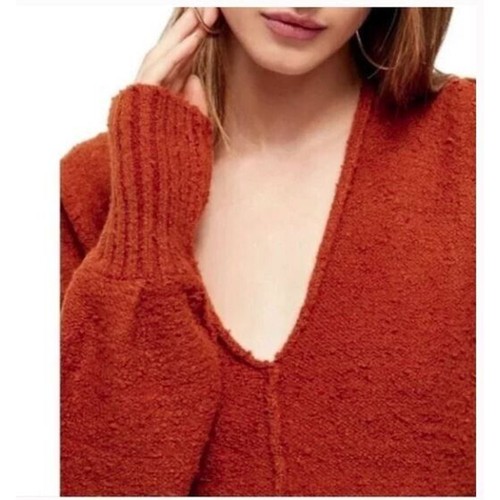 Free People Women's Reverie V-Neck Sweater in Burnt Butter XSmall MSRP $108 - Picture 2 of 5