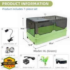 25" Turtle Tank Kit, Heat Lamp, Filter, Wheels, Escape Proof