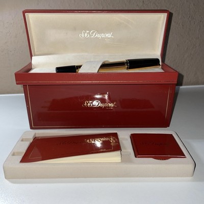 S.T. Dupont Füllfederhalter,Stylo PM Plume Plaque or Noir,24 Karat vergoldet
