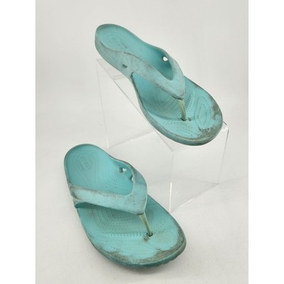 Crocs Kadee II Flip Flops Womens 9 Light Blue Thong Sandals Slip On Casual