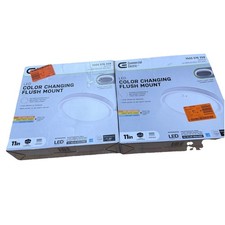 2 Pk Commercial Electric 11 in. LED Flush Mount Ceiling Light White/Brushed Nick