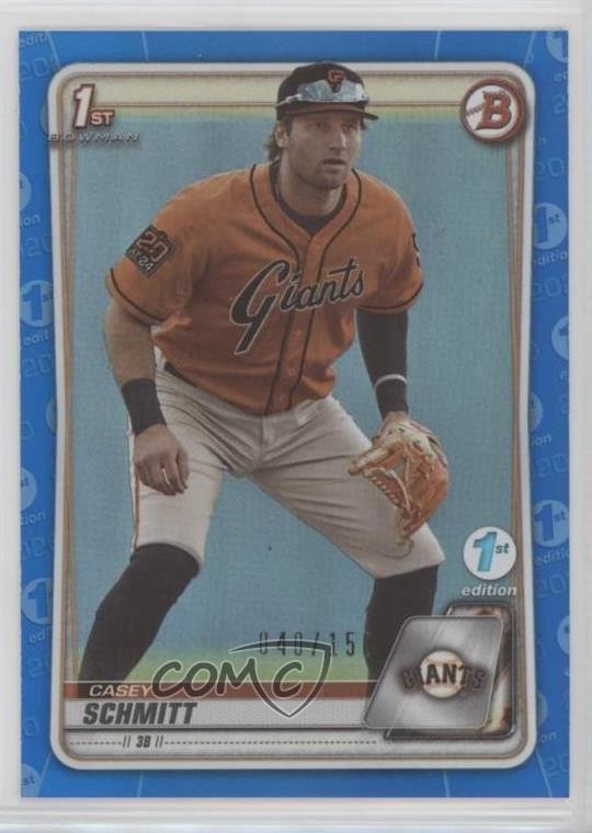 2020 Bowman Draft 1st Edition Blue Foil 40/150 Casey Schmitt #BD-129 17iz