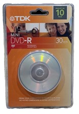 New TDK Mini DVD-R Recordable 30 Minute 1.4 GB 10-Pack Brand New Factory Sealed