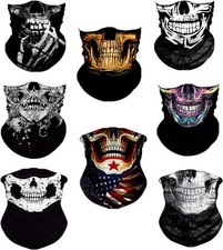 8PCS Scarves Bandanas Face Tube Black Headband, Motorcycle Multi Function...
