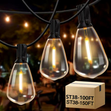 100/150FT Outdoor String Lights for Patio Waterproof Connectable ST38 LED Light
