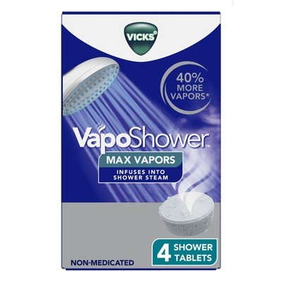 Vicks VapoShower Max Tablets, Non-Medicated 1 Count (Pack of 4), White 