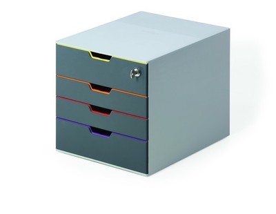 VARICOLOR SAFE 4 Drawer Lockable GDPR Desktop Organizer Letter Size Gray Durable