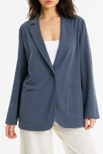 MAX STUDIO Woman s Dusk Blue Single Button Blazer Long Sleeve Jacket S