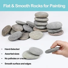 25 Pcs River Rocks for Painting/2"-3" Painting Rocks/Flat & Smooth Rocks Paint