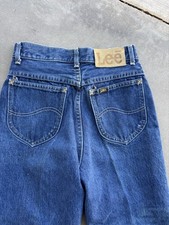 Vintage 70s 80s Lee Rider Blue Jeans Union Made, Made In USA 25x25 Straight Leg
