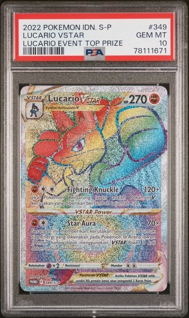 PSA 10 Lucario VSTAR 349 Promo Pokemon TCG Event Top Prize Rainbow