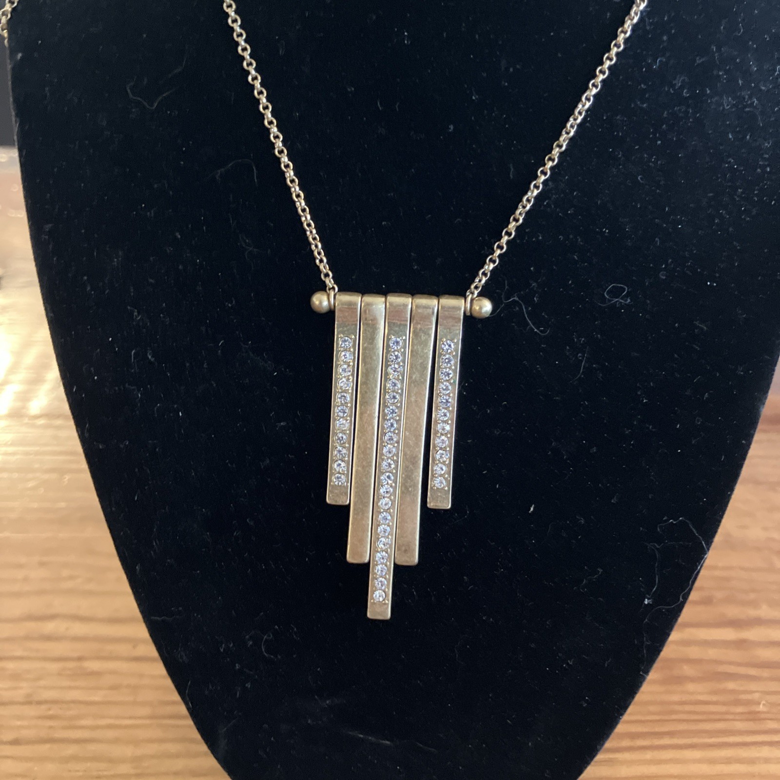 J. CREW Gold Tone Tassel Rhinestone Necklace 28”