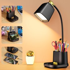 Desk Lamp with USB Charging Ports  Organizer, Small Table Lamps for Home Off...