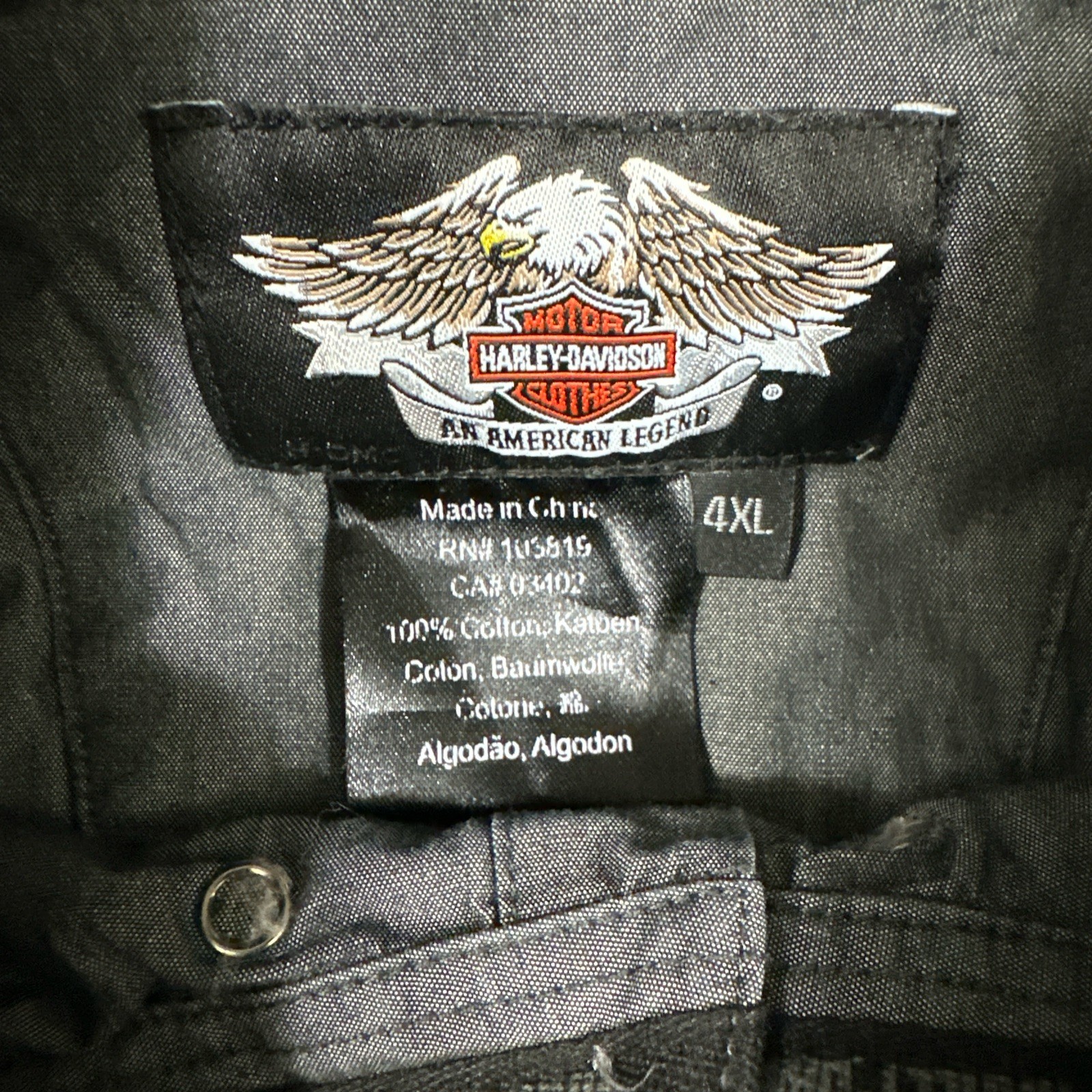 Harley Davidson Hidden Snap Button Down Long Slee… - image 8