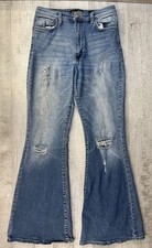 Lee Vintage Modern High Rise Flare Jeans Blue Denim Distressed 30 Actual 28X31 