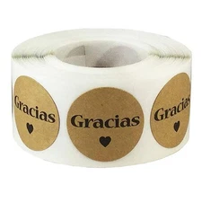 Gracias Stickers - Bulk 500Pcs Stickers - Large Round