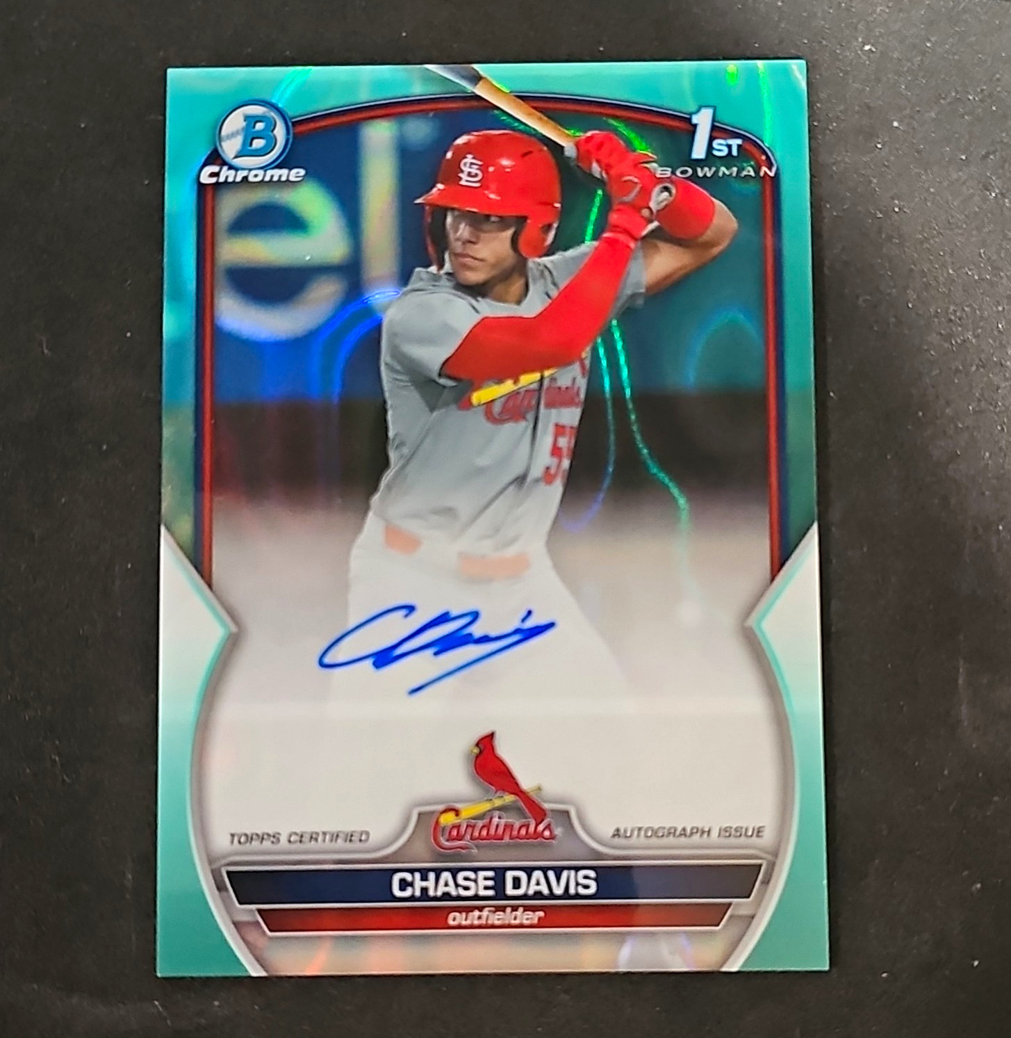 Topps 2023 Bowman Draft Chase Davis Chrome Prospect Auto Aqua Lava /199 CDA-CD