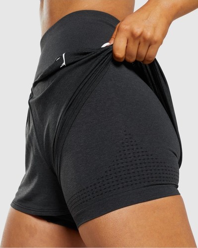Pantaloncini corti GYMSHARK DNU Vital senza cuciture 2.0 2-IN-1 B2A5G neri taglia M medium - Foto 6 di 14