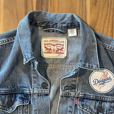 Levi’s MLB Dodgers Premium Patch Trucker Jacket Size S - 28496-0061 Clean Back