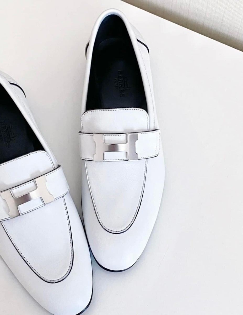 ☆BRAND NEW☆ HERMES H Logo Paris Loafer/ 38/ White Blanc | eBay