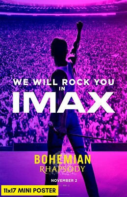 Bohemian Rhapsody (2018) Movie Poster 11x17 Music Queen Imax