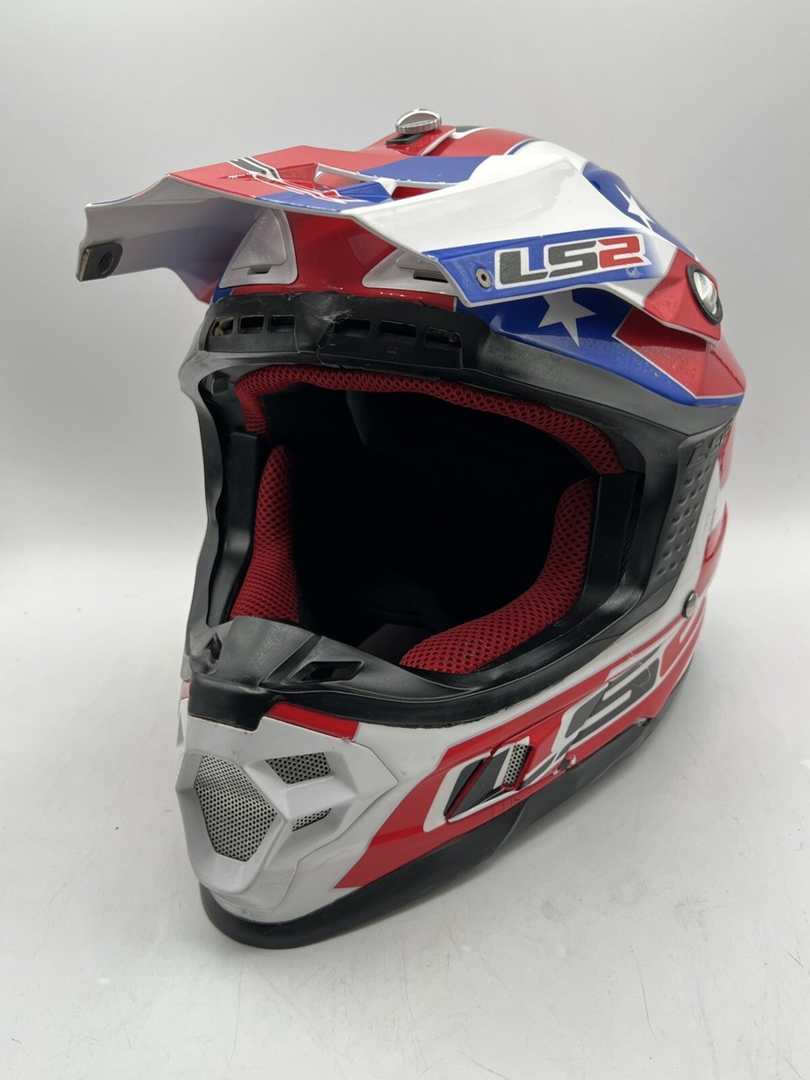helmet ls2 mx456 LS2 MX456 Motocross/Offroad Motorcycle Helmet Small Gloss Red/White/Blue