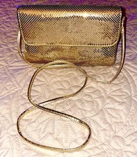 VTG Whiting Davis Gold Woven Metal Mesh Crossbody Clutch Shoulder Bag 90 s NWT