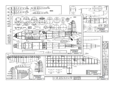 DH Mosquito FB MkVI Elec 72'' Wingspan RC Model Airplane Printed Plans &Templates