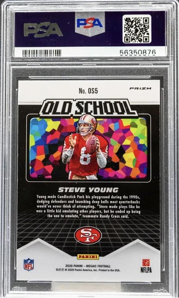 2020 Panini Mosaic Old School Mosaic Steve Young #OS5 SF 49ers HOF PSA 10 GEM MT - Image 2 of 2