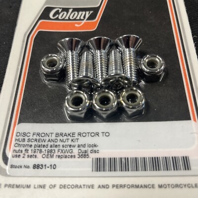 Disc Front Brake Rotor to Hub with Lock-Nuts 78-83 FXWG Harley Colony ...