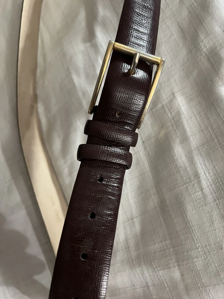 Cinturón Brioni de cuero marrón para hombre 50"" Foto 3 de 4