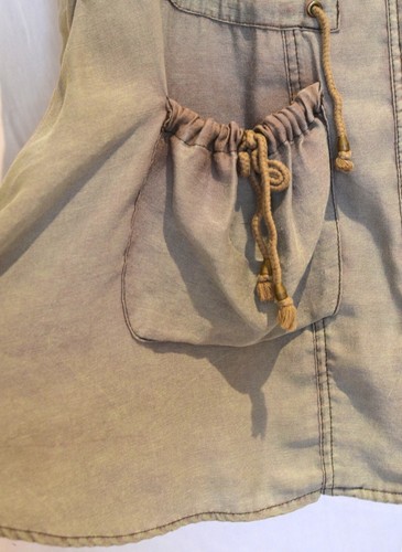 FREE PEOPLE sz M Boho Olive Green Jacket Utility Regimental Hood Drawstring Coat - Picture 4 of 13