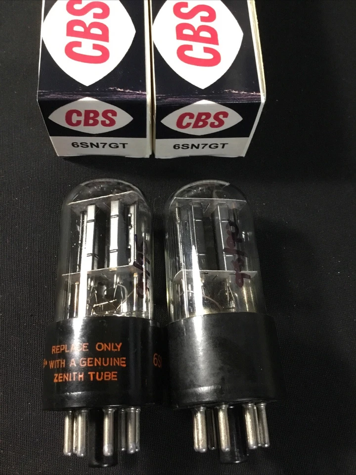 PAR DE TUBOS DE VACÍO DE AUDIO VINTAGE CBS 6SN7GTB Bad Boy Style F.8104 A JUEGO Foto 2 de 3