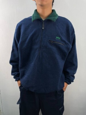 Vintage Helly Hansen Pullover Sweater Half Zipper Fleece Jacket Men Size M