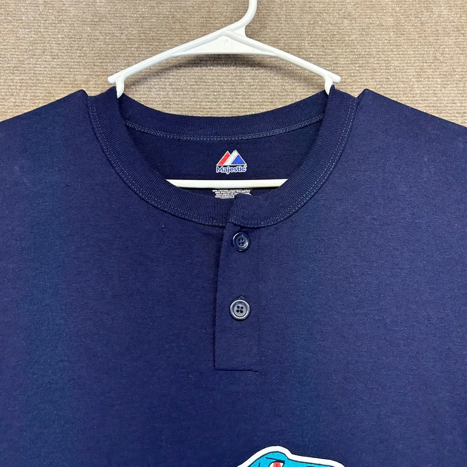 Ogden Raptors Henley Shirt Men's 2XL Navy Blue Majestic Pioneer League MiLB - Image 4 of 4
