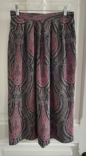 Vtg 80s J G Hook Silk Skirt Korea Paisley Midi Pockets Pleated 12 29 w Business