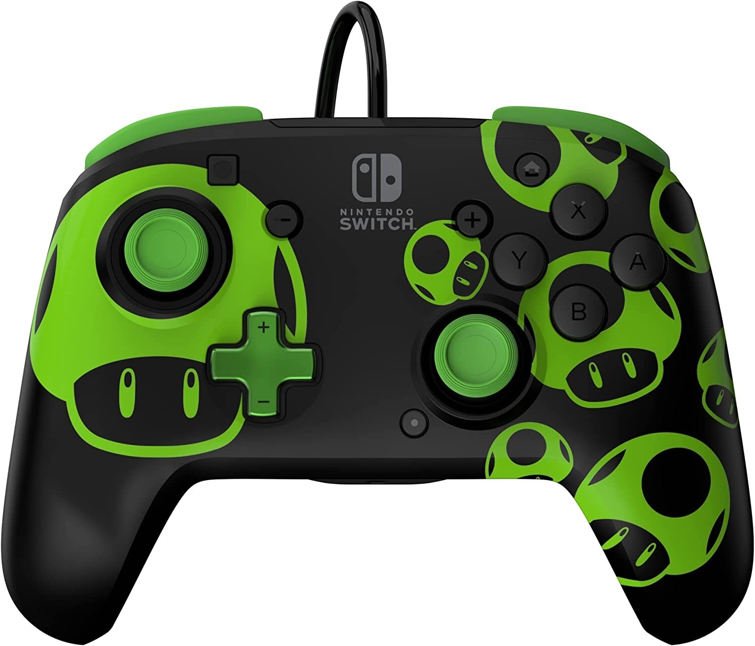 Manette Nintendo Switch OLED filaire PDP Mario Up lumineuse dans le noir