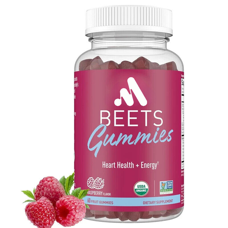 Remolacha ecológica 60 piezas gomitas vegetarianas, vitaminas C, D y B12