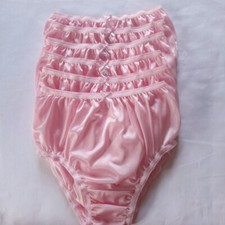 6 Pink Underwear Nylon Silky Soft Panty Light Panties High Waist 24"-28" Size S
