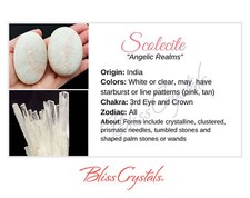 SCOLECITE Crystal Information Card, Double sided #HC122