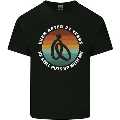 21 Jahre Hochzeitstag 21. Hochzeit Herren Baumwolle T-Shirt Tee Oberteil