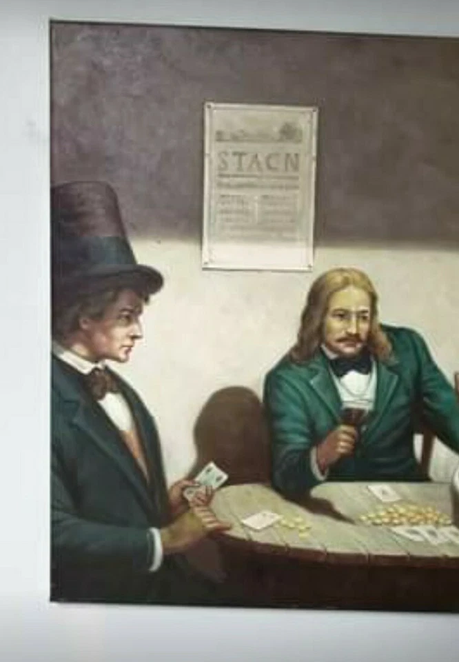 Pintura al óleo Wild Bill Hickok At Cards Foto 3 de 4