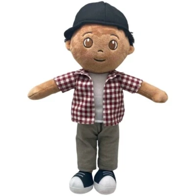 Bruno The Cool Brown Curly Hair Boy Soft Rag 14'' plush Doll Toy/ Handmade Gift