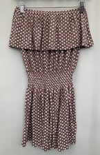 Cherry Couture Brown White polka dot Off Shoulder Playsuit Size 8 womens